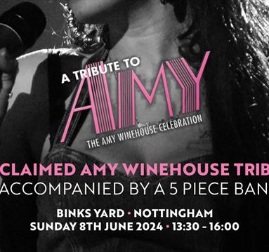 poster for an amy winehouse tribute with a big image of Amy on